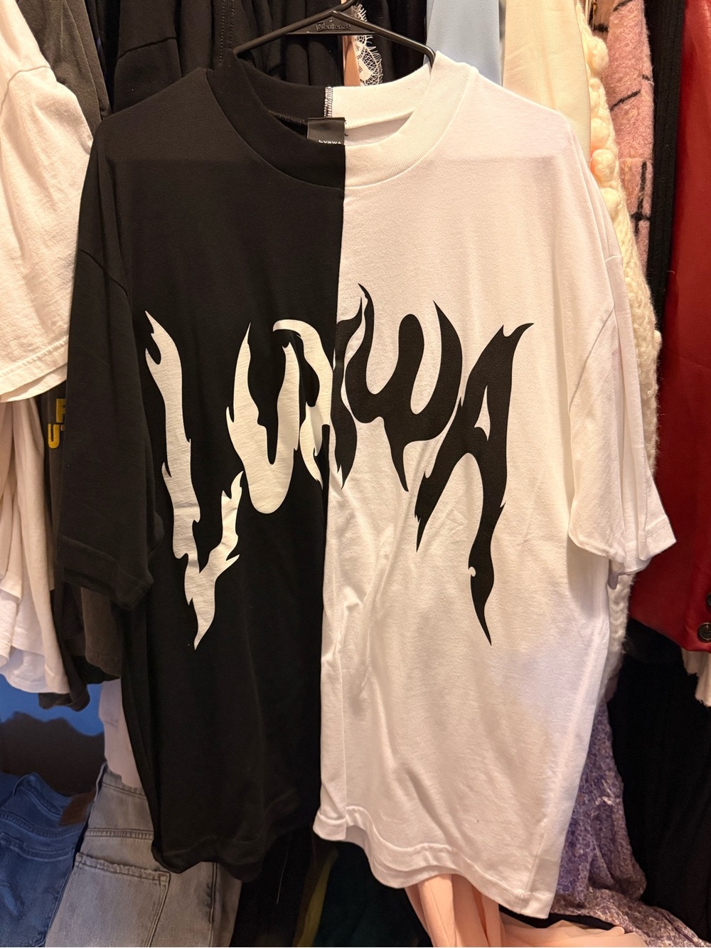 Black & White Split Graphic Tee - Unbranded